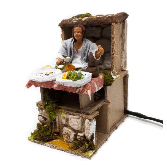 Uomo che Mangia Pastore per Presepe in Movimento Statuina 10 cm