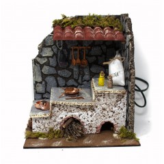Scena per Presepe Cucina con Fuoco 20x14x23 cm