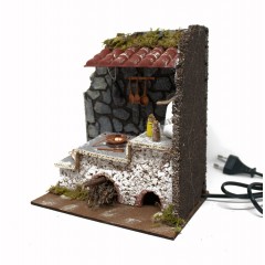 Scena per Presepe Cucina con Fuoco 20x14x23 cm