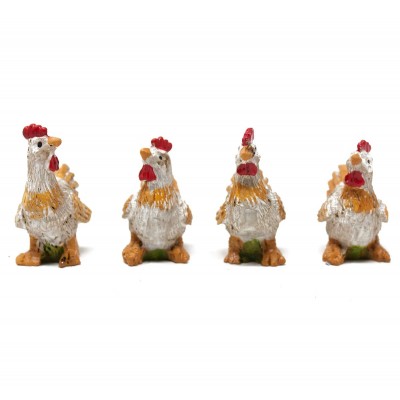 Galli e Galline Animali per Presepe Set da 4 Pezzi Assortiti - 10966