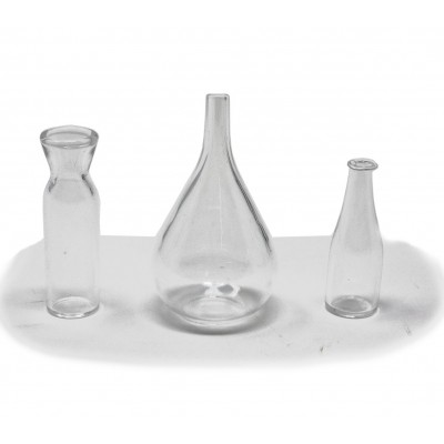Set 3 Pezzi Bottiglia, Fiasco e Quartino in Vetro Miniature per Presepe - 10339