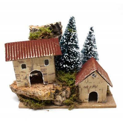 3 Casette  con Alberi per Presepe 10x6 cm 11565B