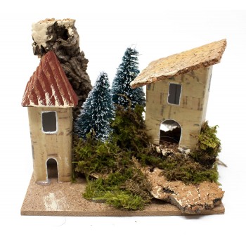 3 Casette  con Alberi per Presepe 10x6 cm 11565B