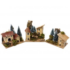 3 Casette  con Alberi per Presepe 10x6 cm 11565B