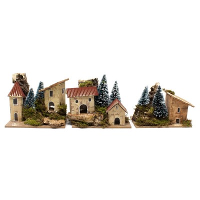 3 Casette  con Alberi per Presepe 10x6 cm 11565B