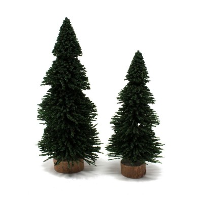 Coppia di Alberi Verde Pino 10/12,5 cm Miniature per Presepe - C2002