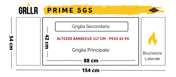 Dimensioni Barbecue GRLLR Prime 4GS ex Fornetto Ranger Pro